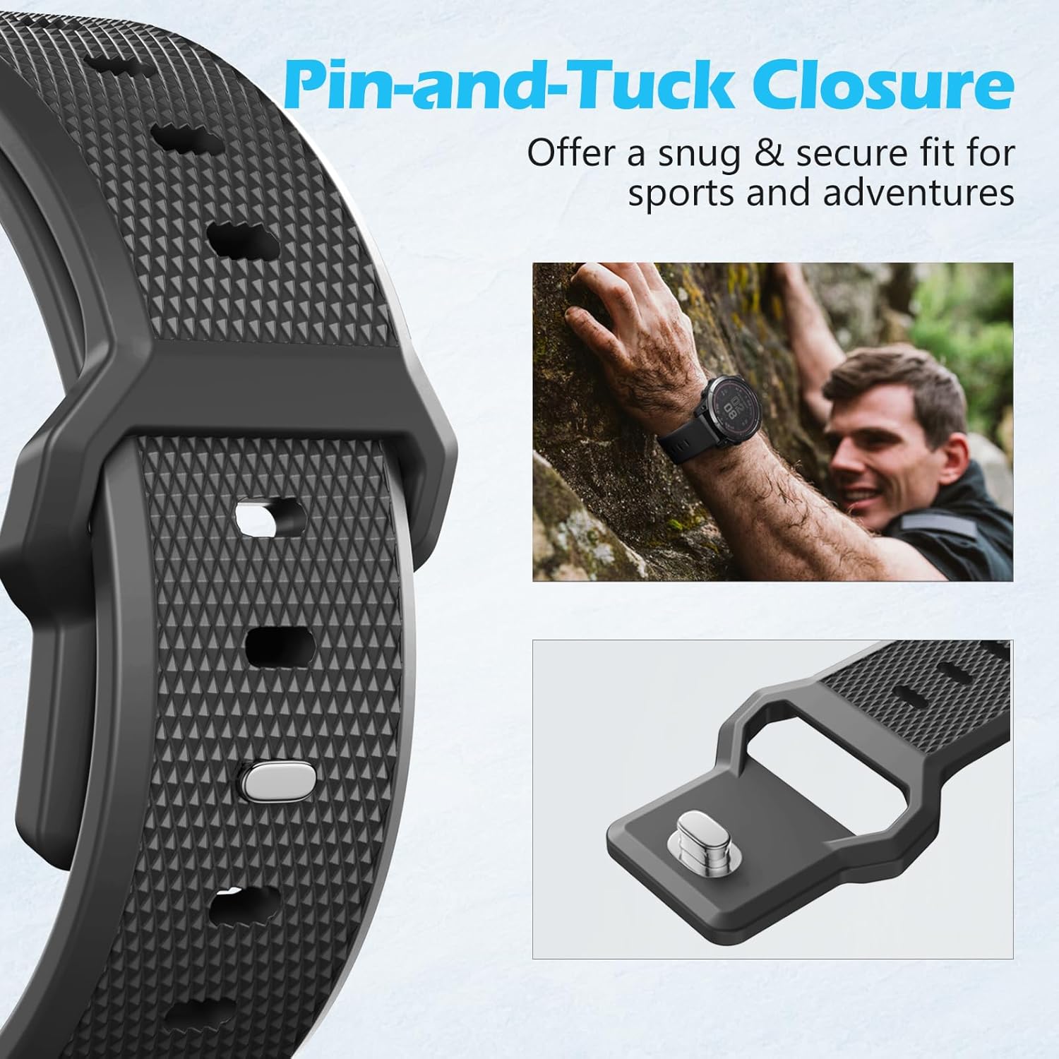 Band Compatible with Garmin Instinct Watch - Quick Fit 22mm Watch Band for Fenix E/8-47mm/7/6/5/Forerunner 965/955/945/935/745/Epix 2/Approach S70/S62/S60/Quatix 7/6/5 Upgraded Silicone Strap - Image 3