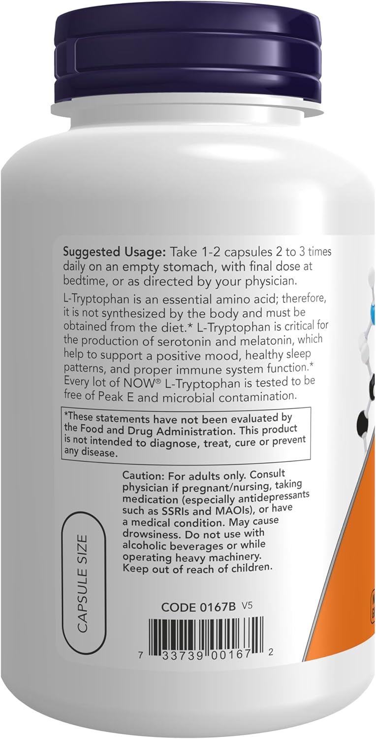 Now Foods L-tryptophan 500mg, Veg-Capsules, 240-Count