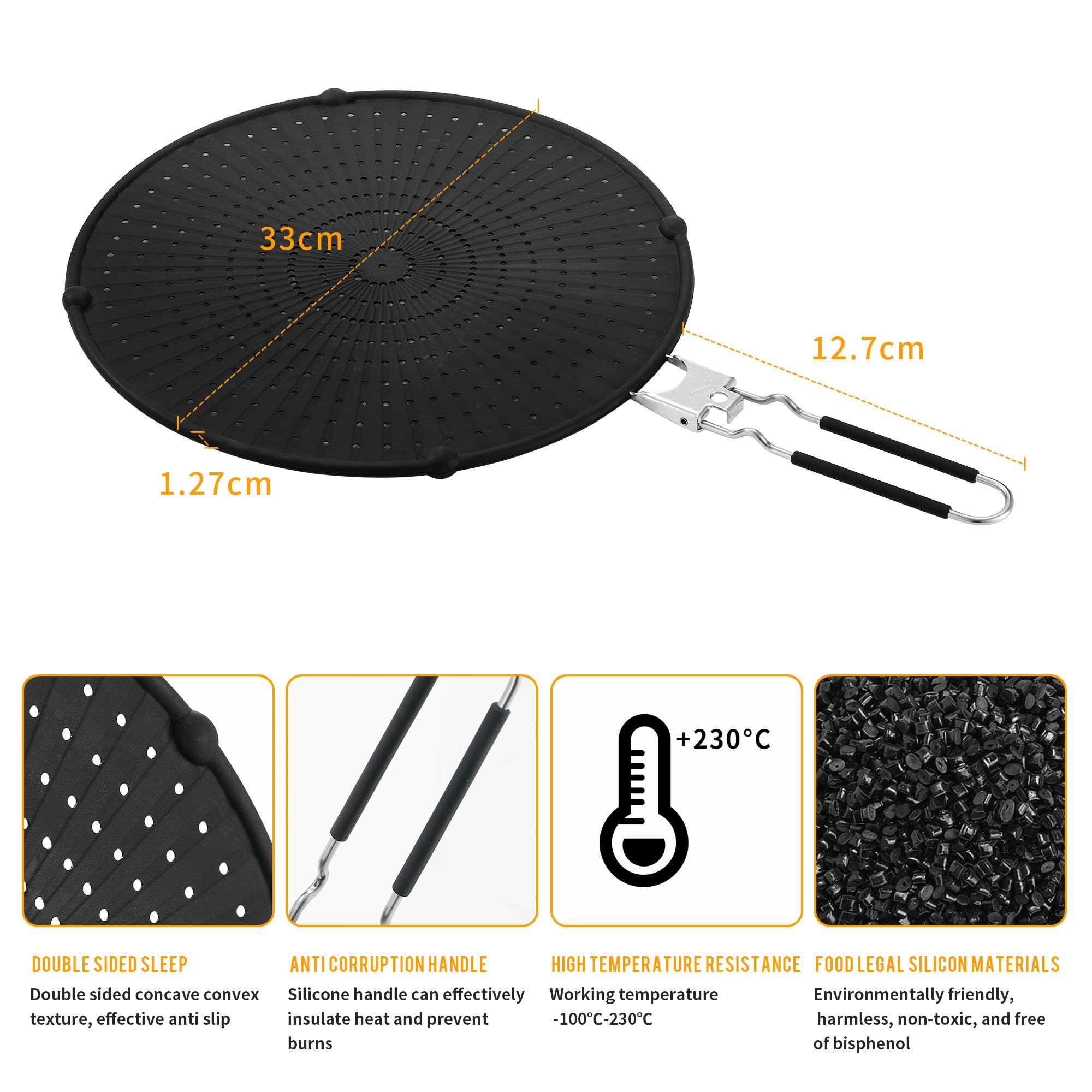 Set 3 Paraspruzzi In Acciaio Inox Per Padelle | Griglia Antischizzo 33cm, 29cm, 25cm | Antiaderente - Foto 8