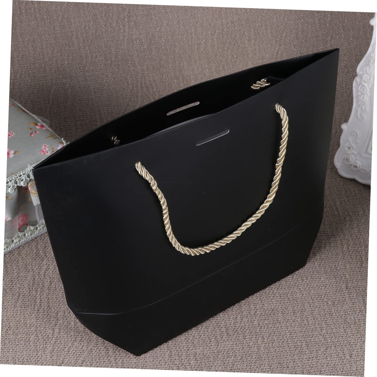 CIYODO 12piezas Bolso Diseño De Lazo Bolsas De y Souvenirs Para Celebraciones Casa Negro