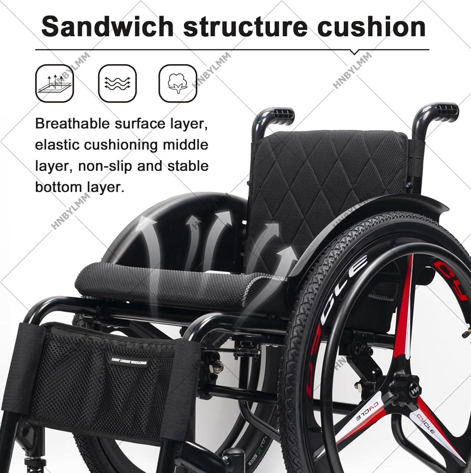 Sedia a rotelle per Adulti, Sedia a rotelle Leggera in Alluminio, capacità di carico 100 kg, poggiapiedi e Altezza del Sedile Regolabili, con Doppia frenata e Ruote antiribaltamento M