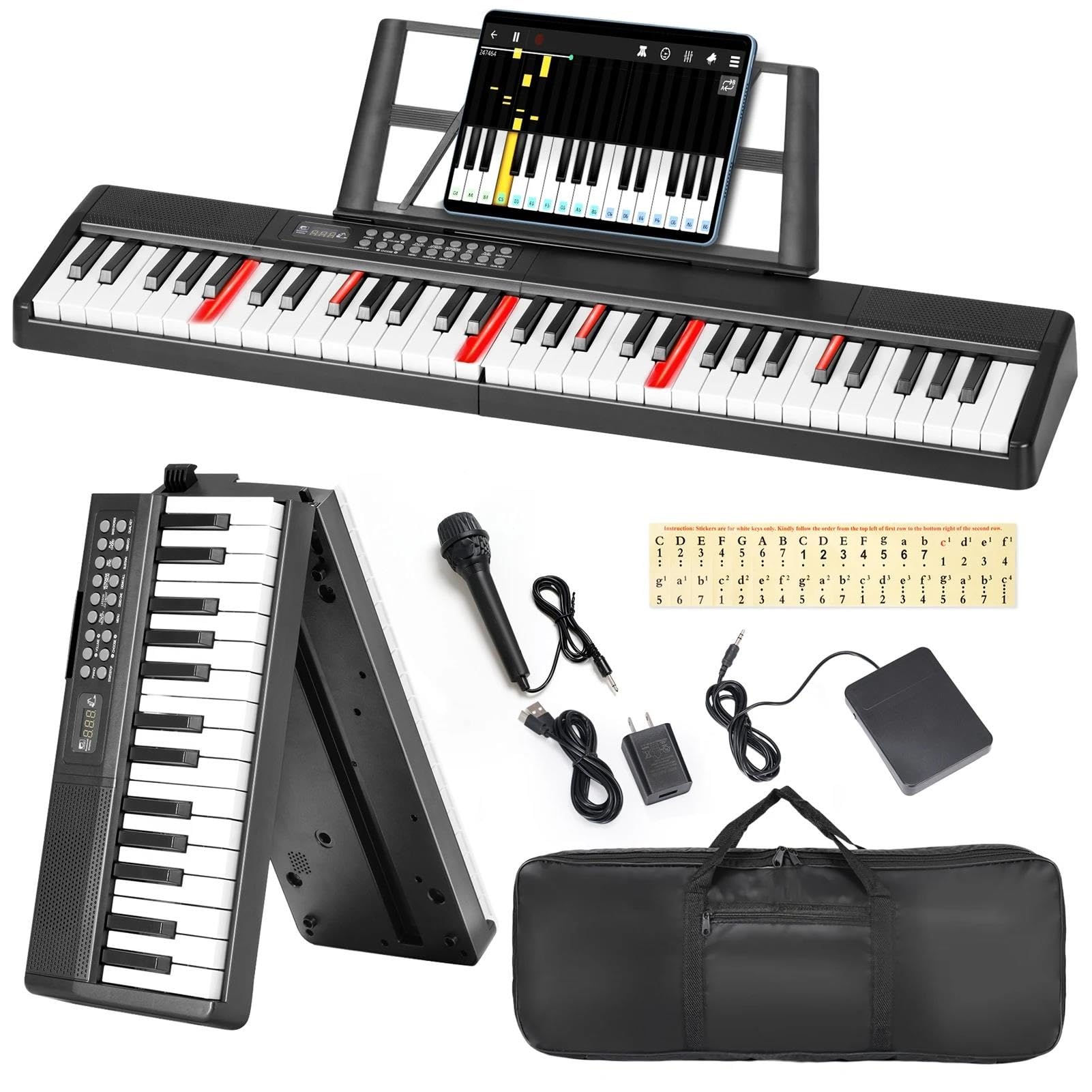 Pianino Elektroniczne 61 Klawiszowa Klawiatura Przenośna Pianino Elektroniczne 1000 Tonów 150 Utworów Demonstracyjnych