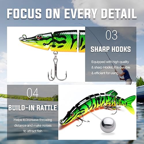 Miniatura 29 de TRUSCEND - Señuelos de pesca para agua dulce y salada, señuelo realista para trucha lubina, de hundimiento lento, regalos de pesca increíbles