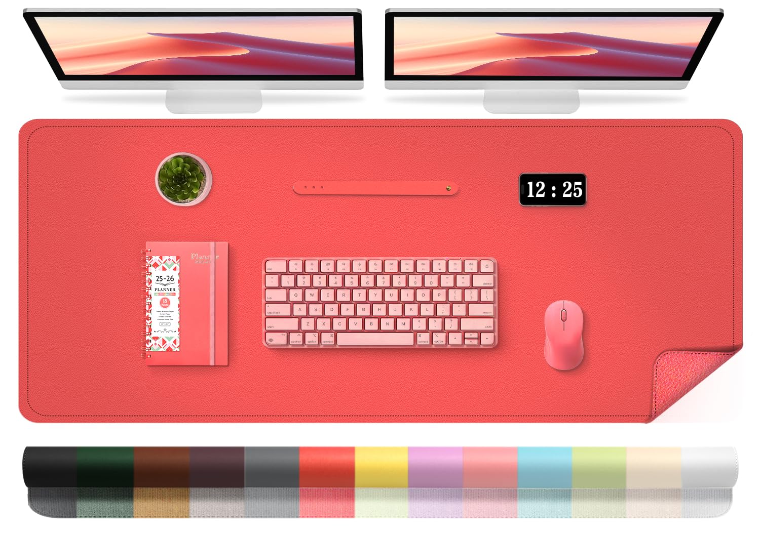 Large Desk Pad 47.2" x 17", Leather Desk Mat Protector, Non-Slip PU Leather Desk Blotter Pad, Large Mouse Keyboard Mat, Waterproof Desk Cover Pad for