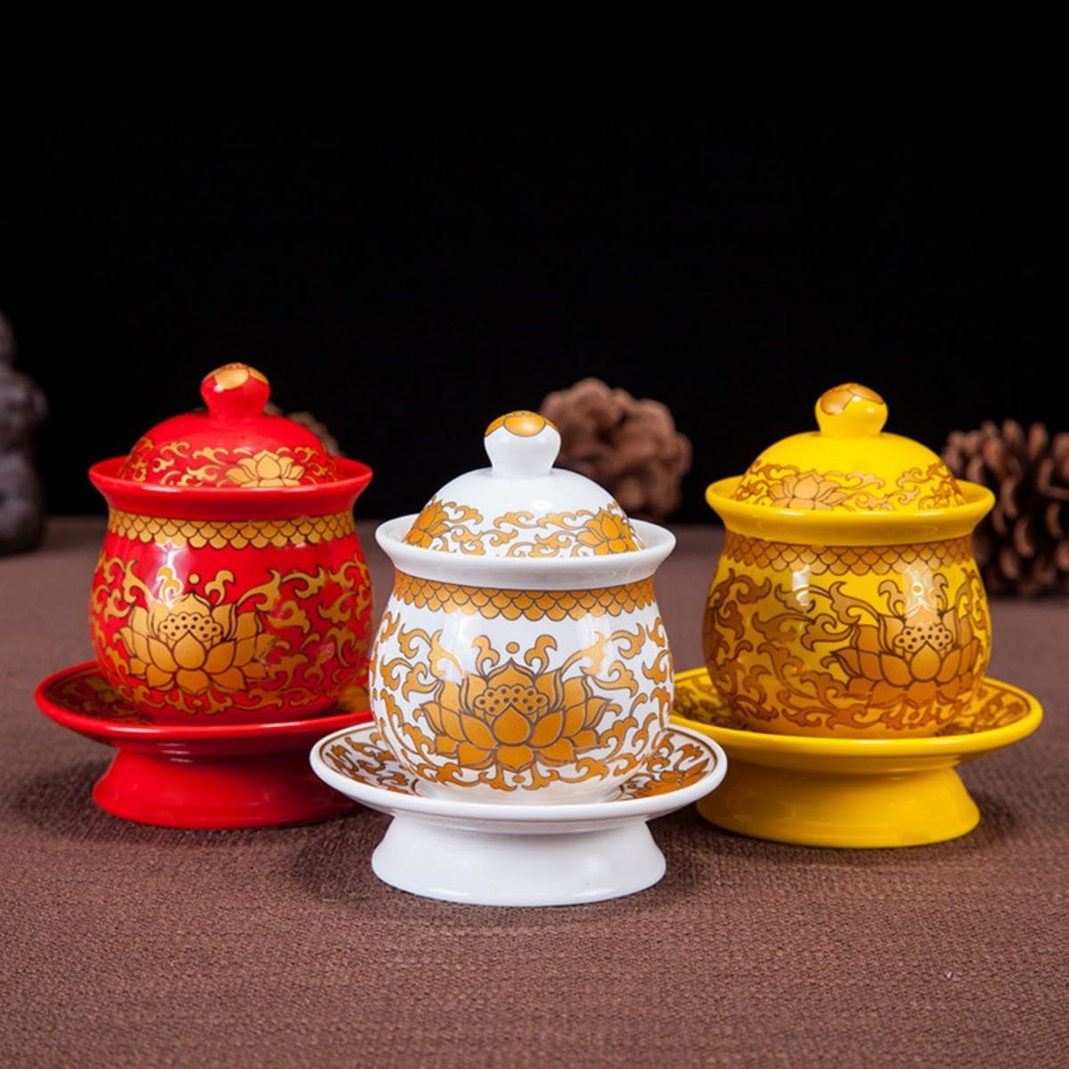 佛具用品陶瓷供水杯莲花供佛圣水 Feng Shui Home Office Shop Decorations