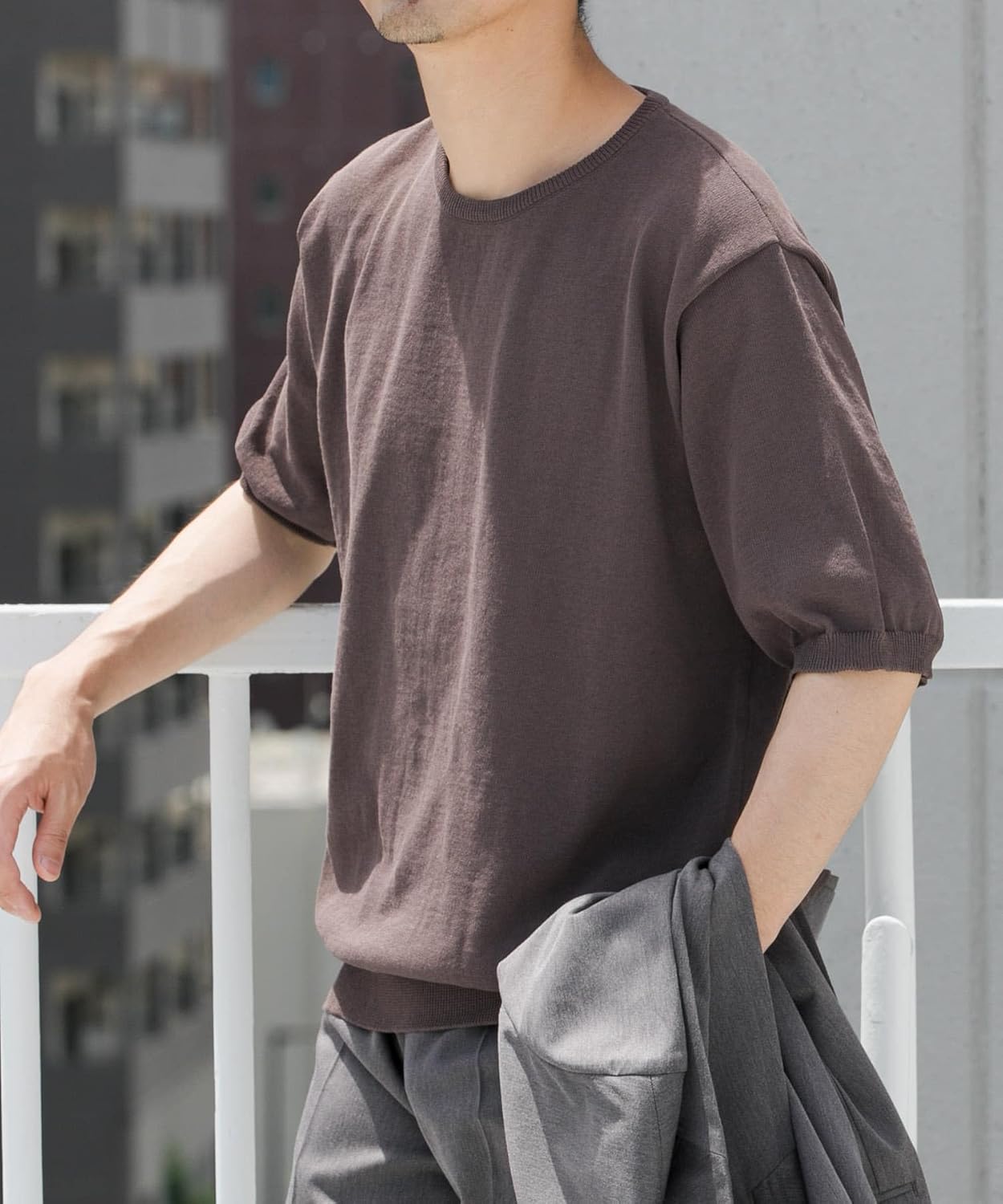 [アーバンリサーチ ロッソ] セーター 『UR TECH ひやサラクール』AIRDRY半袖クルーニット メンズ RAA5-12M10