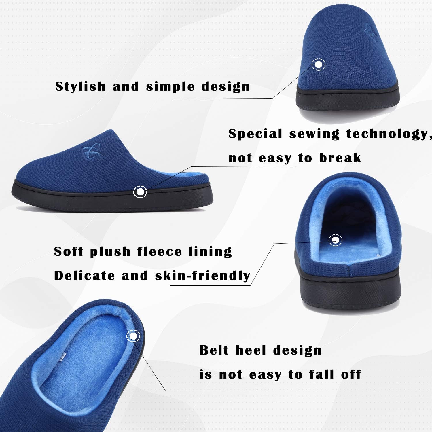 Memory Foam Slippers for Women's and Men's Casual House Shoes - Image 3