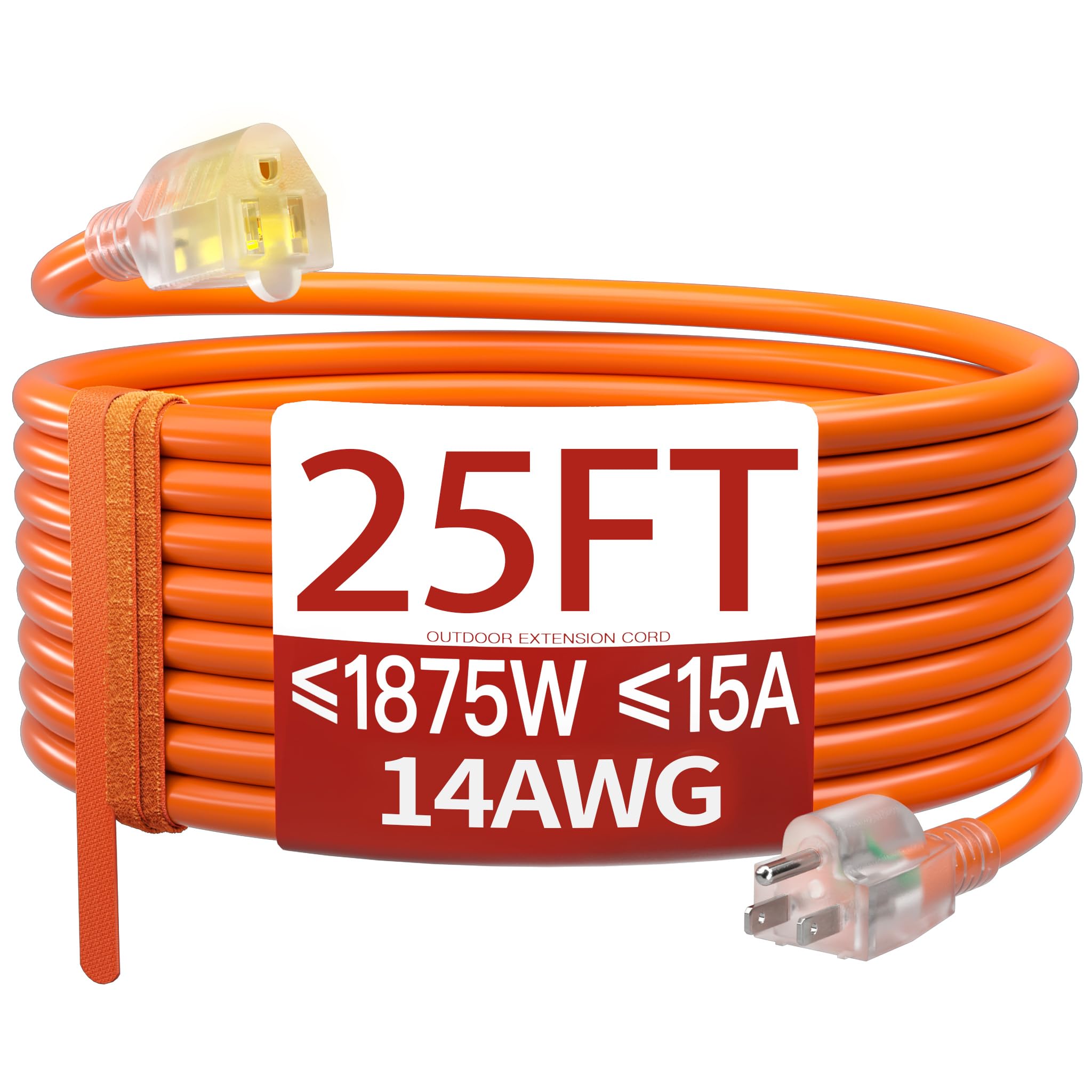 Skrizcable 14/3 25 FT Extension Cord Outdoor, Power Cord Orange