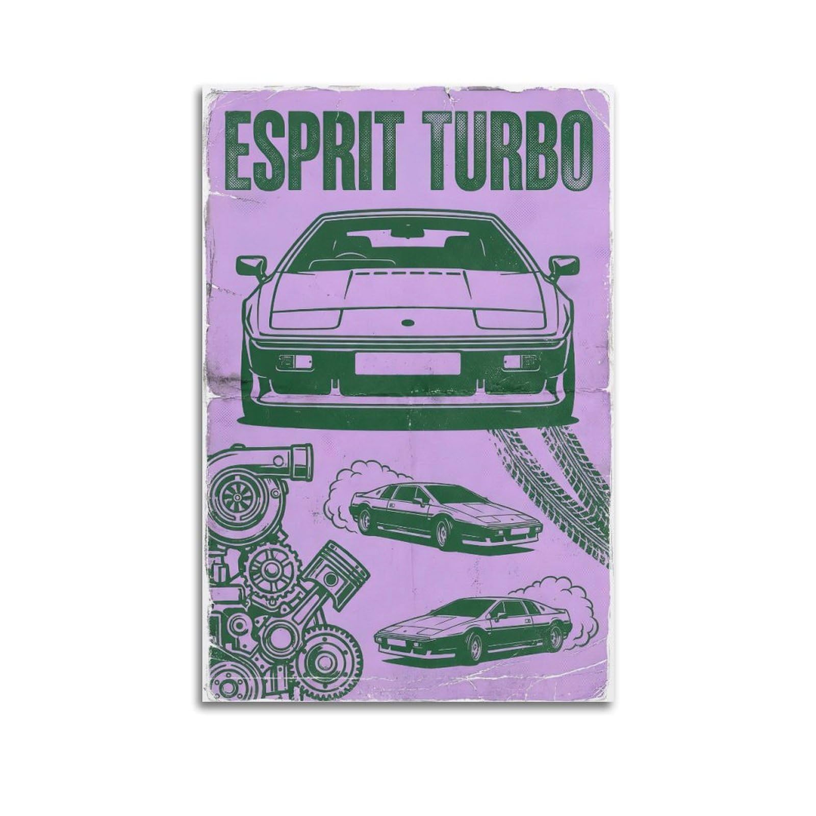 Okngb Unframe-Style Vintage Sport Car Supercar Esprit Turbo Racing Poster Decorative Painting Canvas Art Picture 24X36inch(60X90cm)