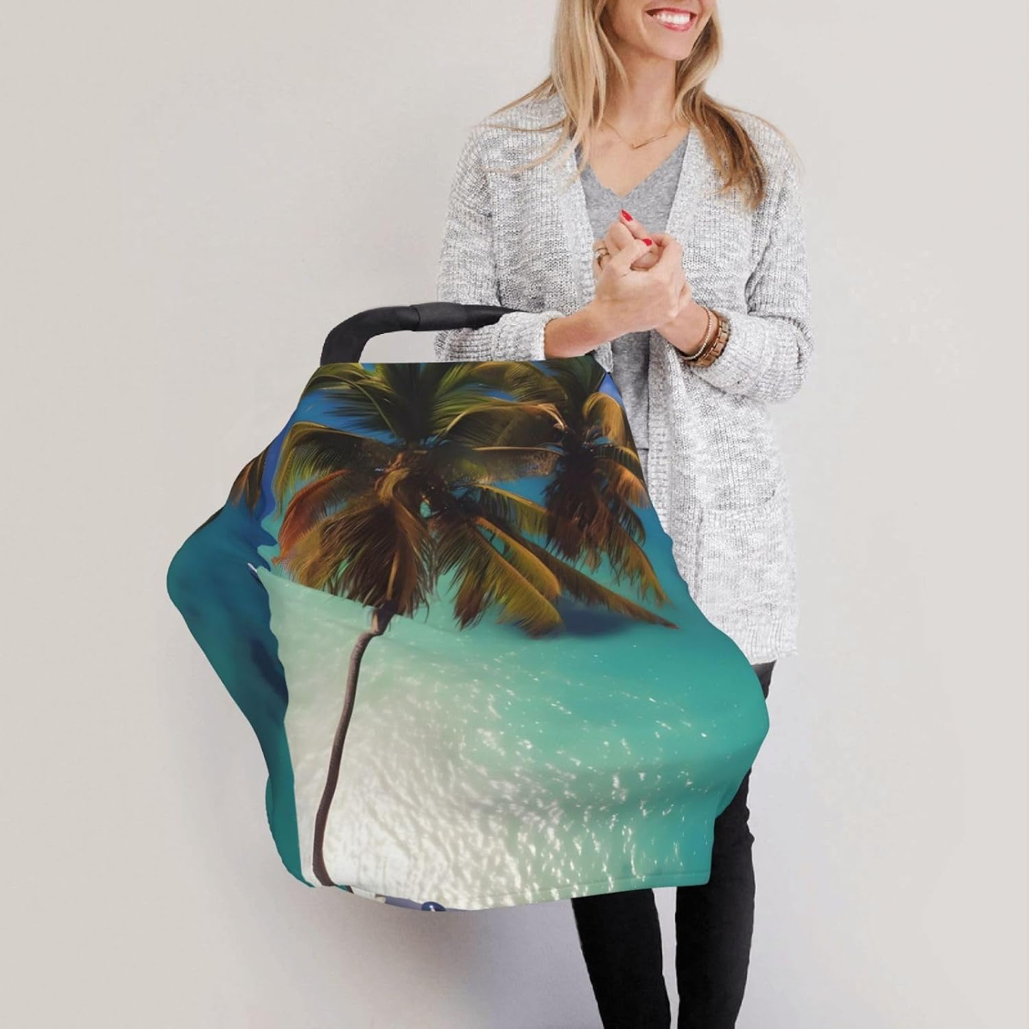 Beach Coconut Sunshine Versatile full-print Stroller Chair Cover/Nursing Cover, specially designed for your baby, Black