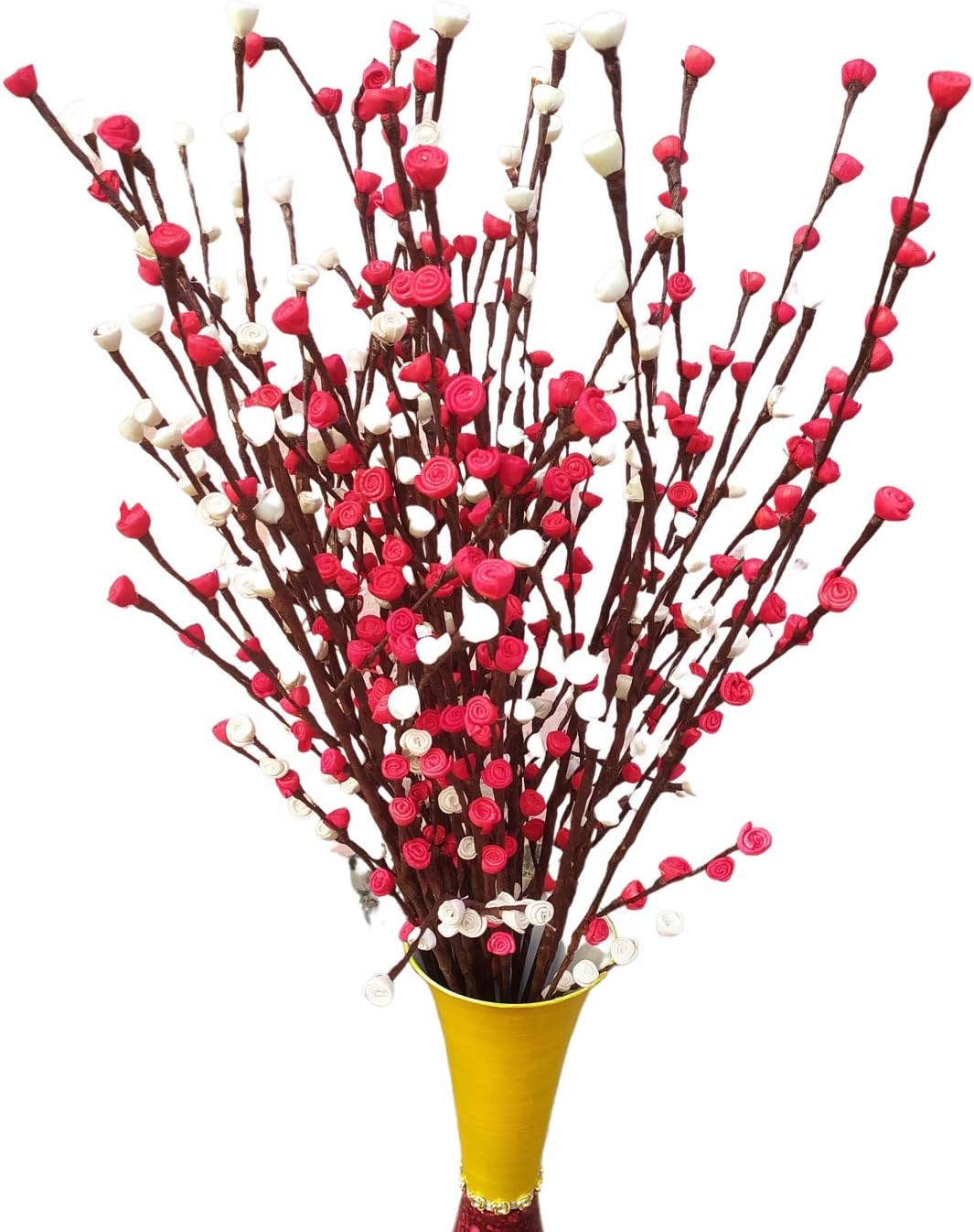 Fab n Style Artificial Mini Rose Flower Bunch (Multicolour) (Red-White)