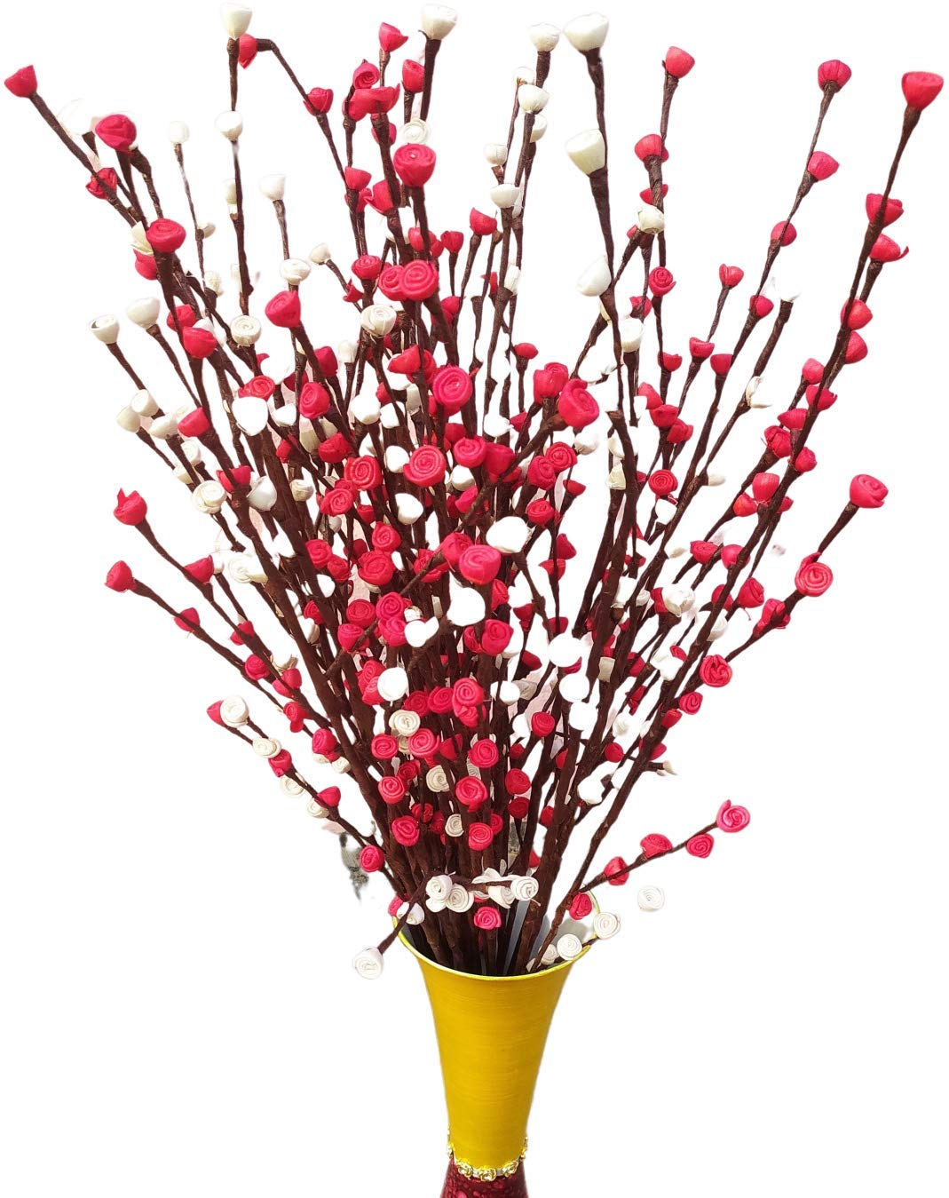 Fab n Style Artificial Mini Rose Flower Bunch (Multicolour) (Red-White)