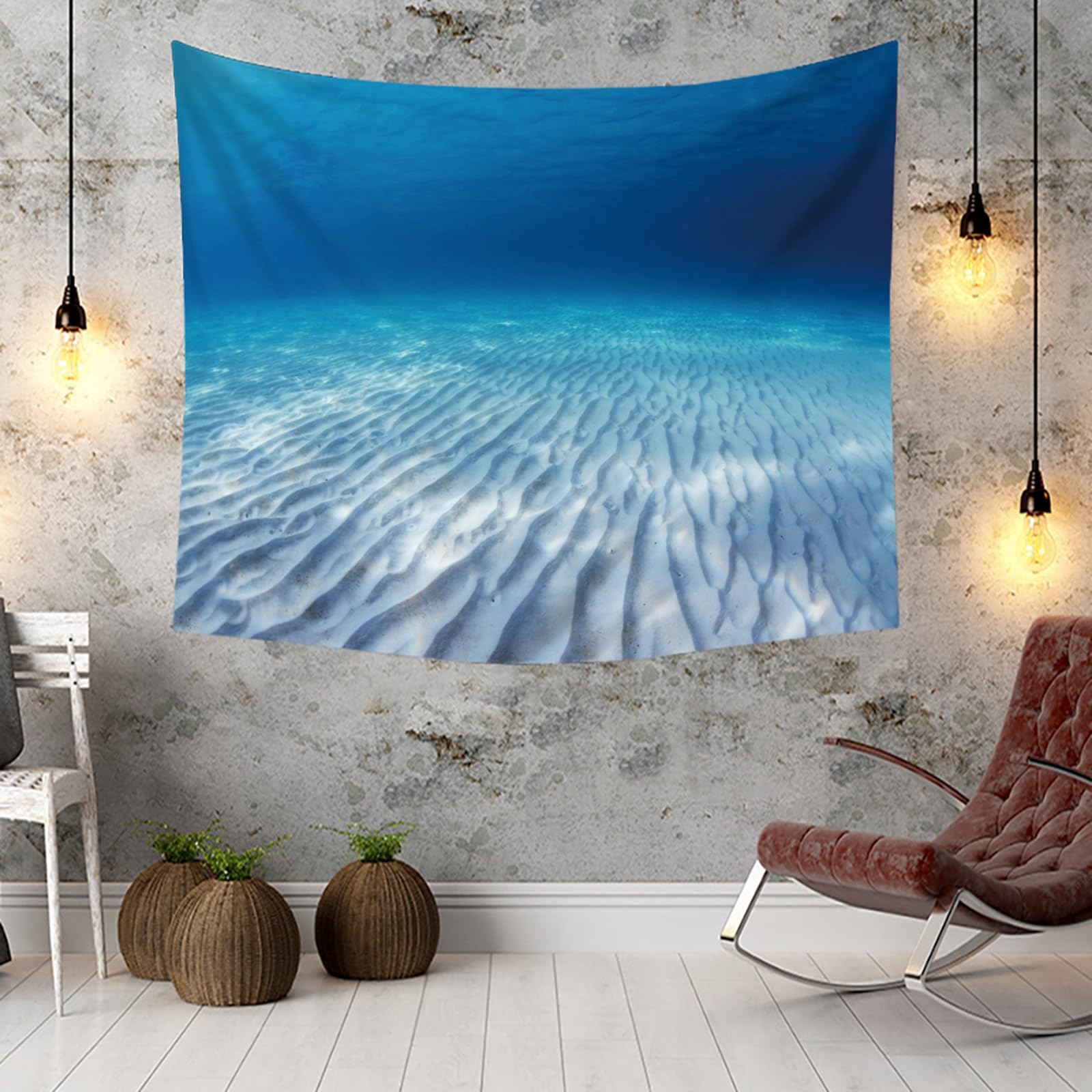 RDSGYZ Zasłona ścienna z motywem morza, dywan ścienny 260 x 240 cm, podwodna, makata, chusta na ścianę, dywan ścienny, dywan ścienny, sypialnia, pokój dziecięcy