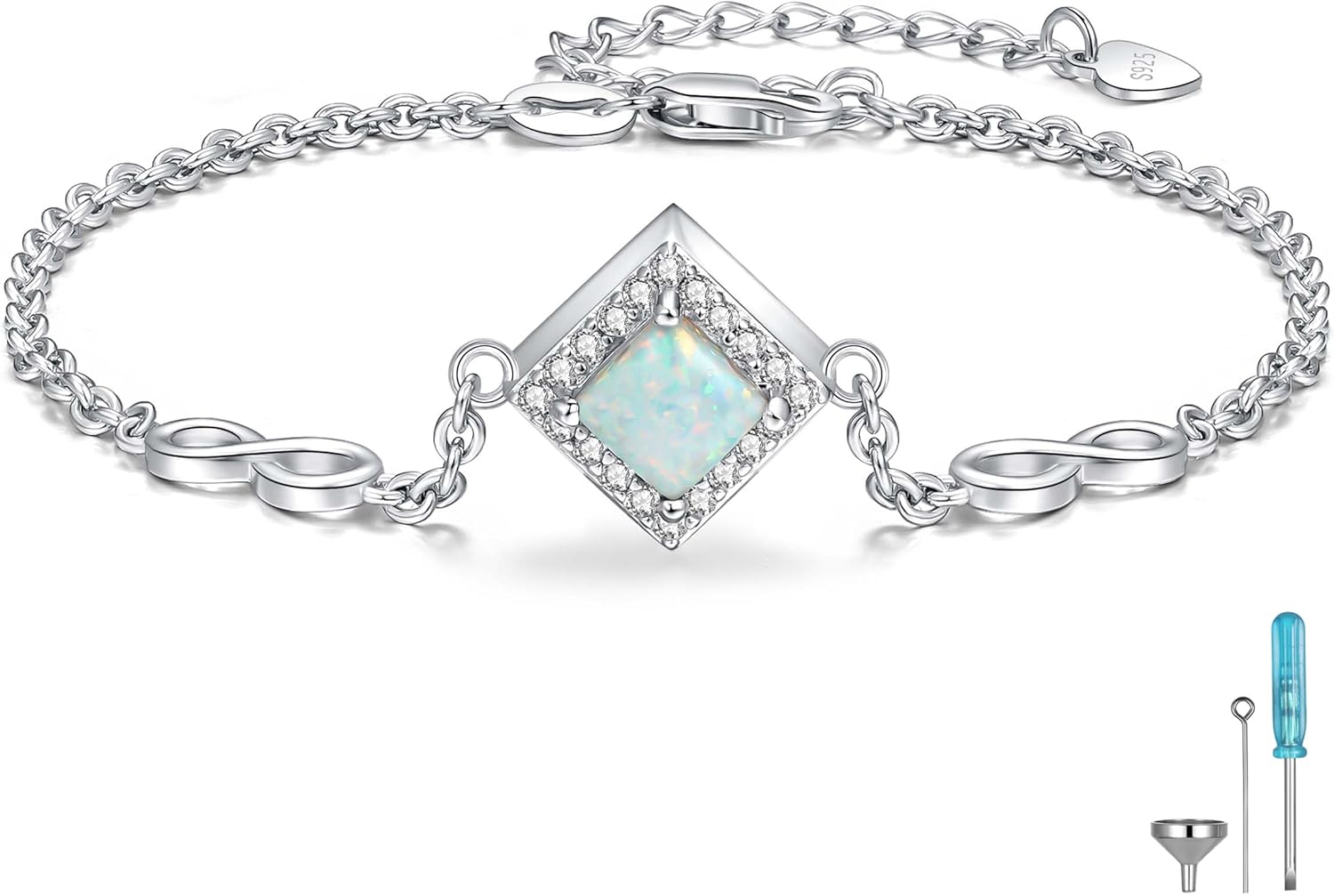 925 Sterling Silver Urn Bracelet for Ashes for Women Cremation Bracelets for Ashes of Loved Ones Keepsake Memorial Jewelry Gifts