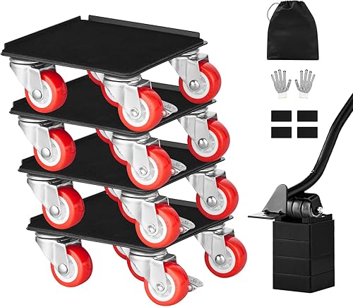 Miniatura 9 de VEVOR Carrito de muebles de 1200 libras, trasladadores de muebles resistentes con ruedas de 5 x 360, panel de acero al carbono de 5.3 pulgadas,