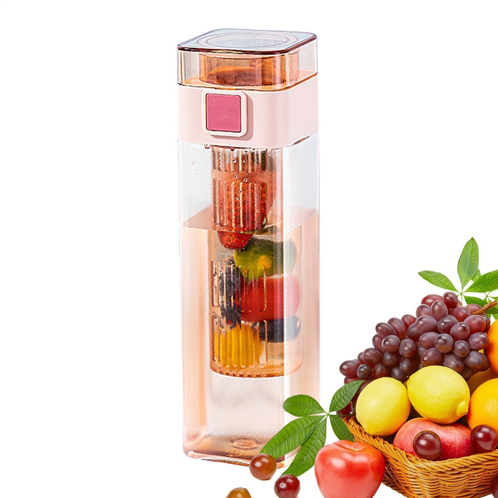Difusor de agua para frutas con botella cuadrada motivadora de plástico libre de BPA para fitness