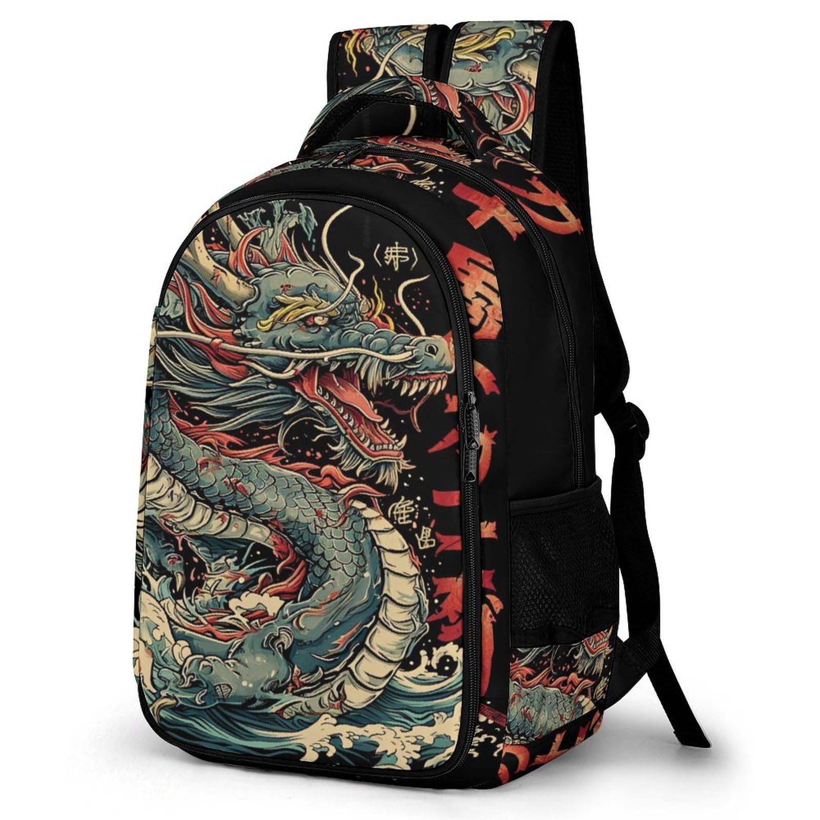 Tnfhsoft Unisex Japanese Dragon-2 Japanese Dragon School-Bags Backpacks For Teens,Elementary Boys And Girls Bookbags, Lightweight Casual Daypack One Size