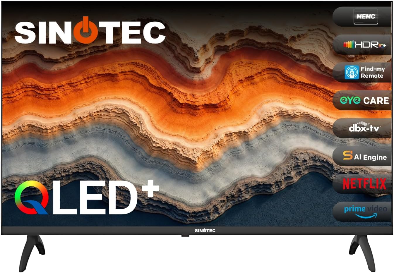 Sinotec Smart TV Google TV 55 Inch QLED+ 4K Ultra HD with Eye Care 5.0 ...