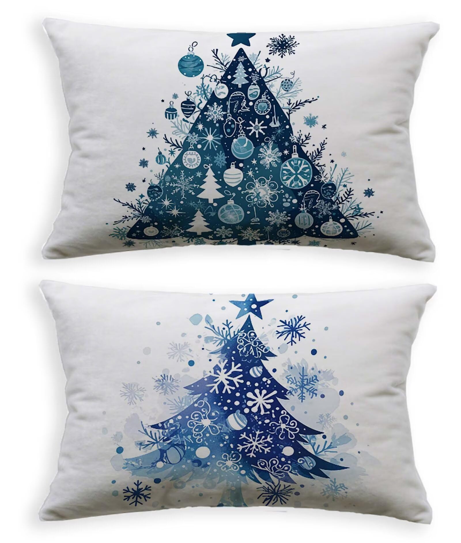 Taie oreiller 40x70 lot de 2 velours blanc motif Noël pour protéger et embellir les coussins