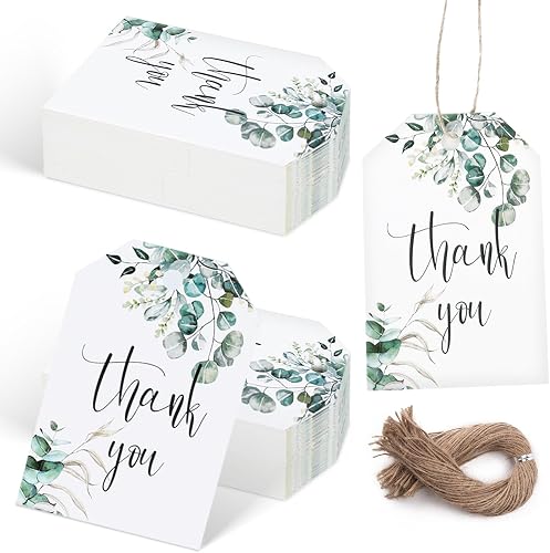 SallyFashion 75PCS Eucalyptus Thank You Gift Tags, 2 X 3 inches