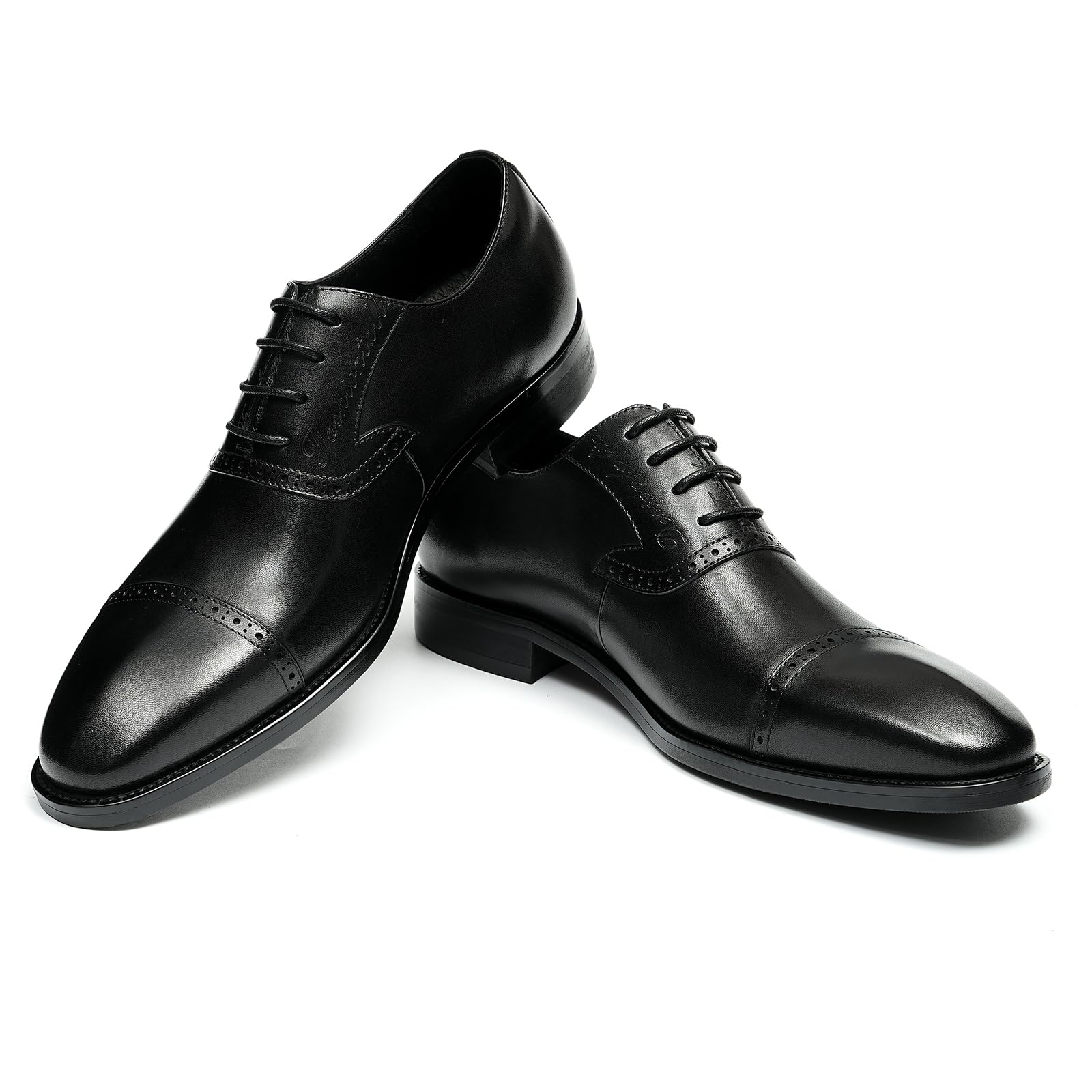 Brogues Oxford Faites à la Main pour Hommes Chaussures de Ville Formelles en Cuir Chaussures Habillées Basses à Lacets