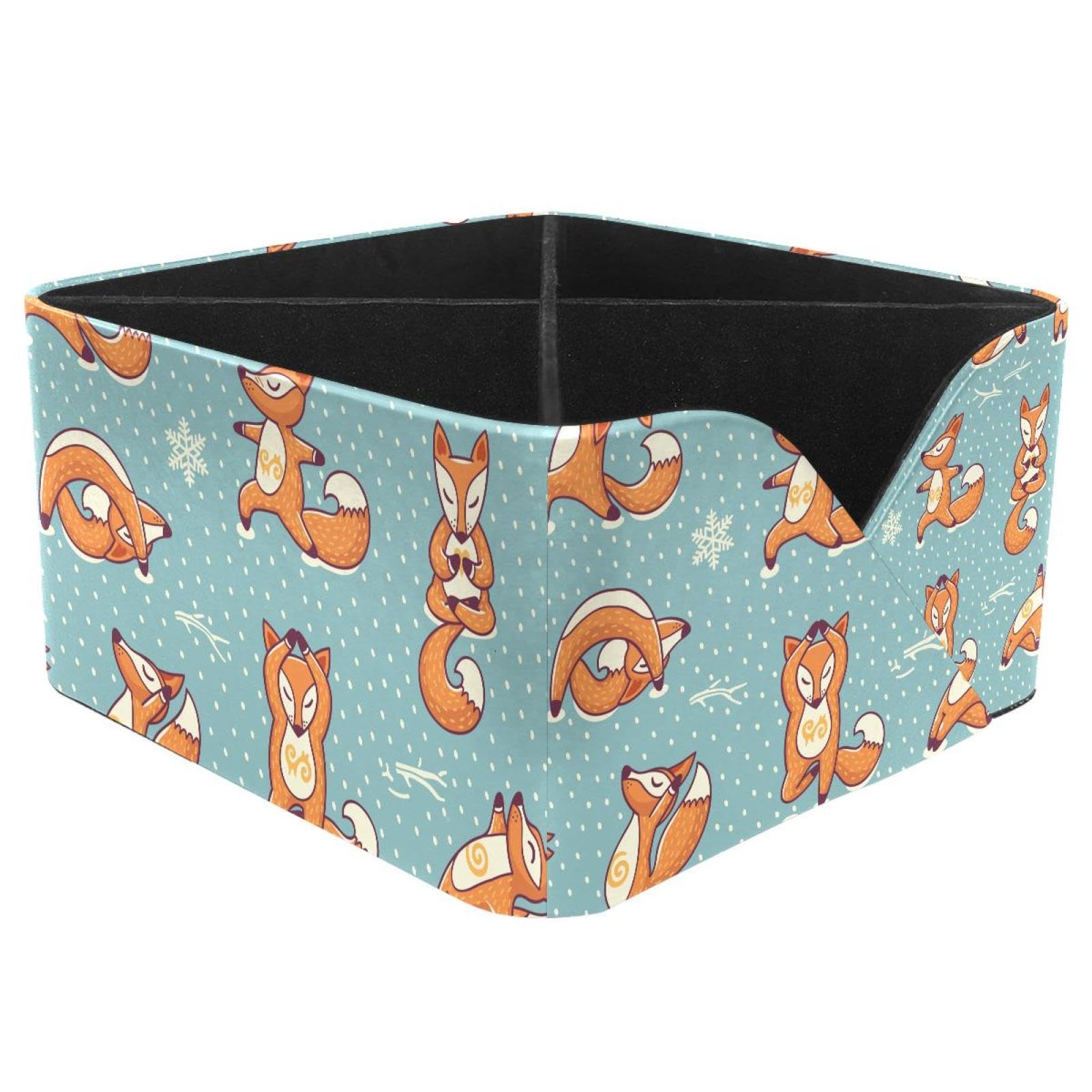 KengjuTesu Fox Yoga Desktop Organizer Pen Holder, Rectangular Pencil Cup for Office, Study and Makeup Stations