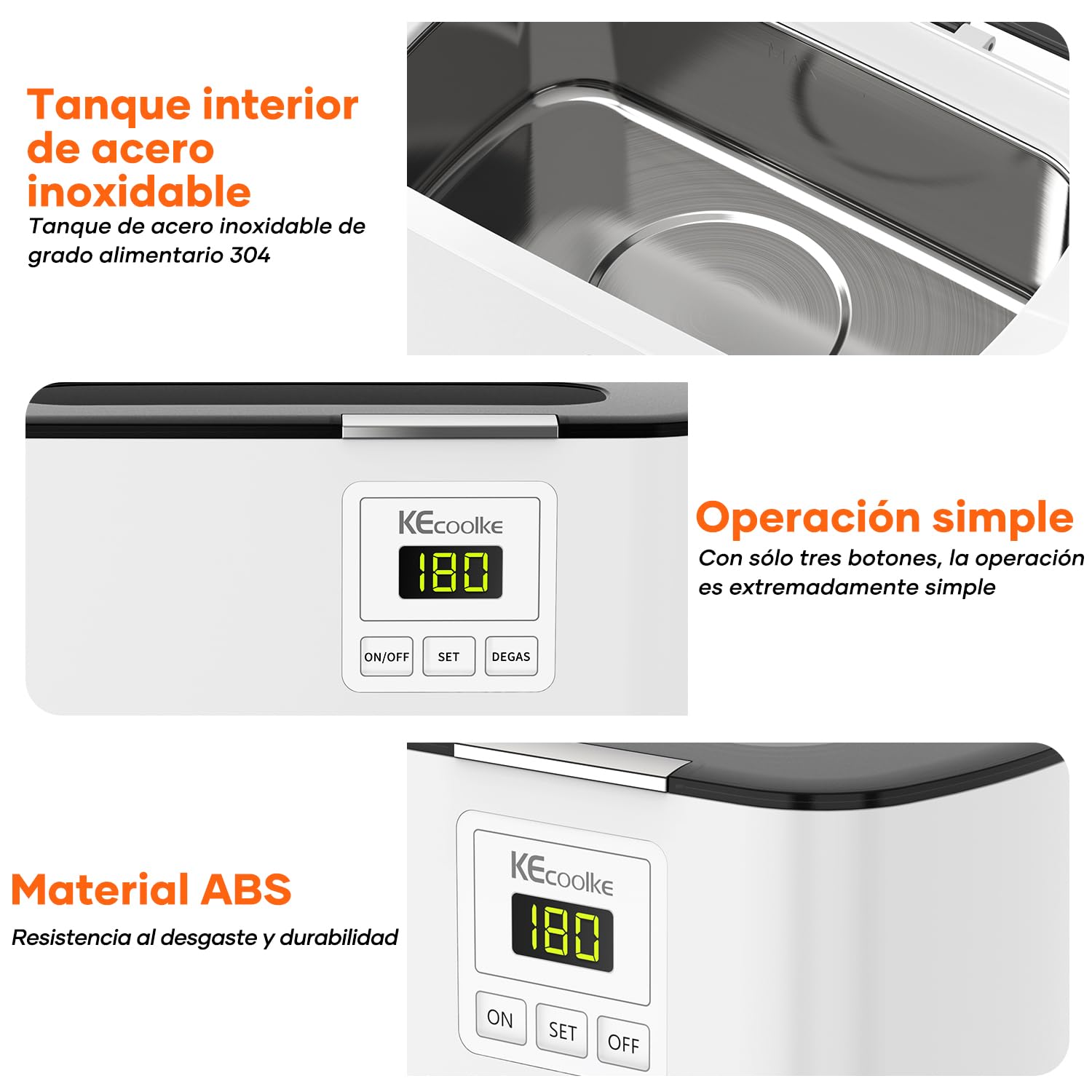 KECOOLKE Limpiador ultrasónico 600 ml temporizador digital para joyas gafas anillos