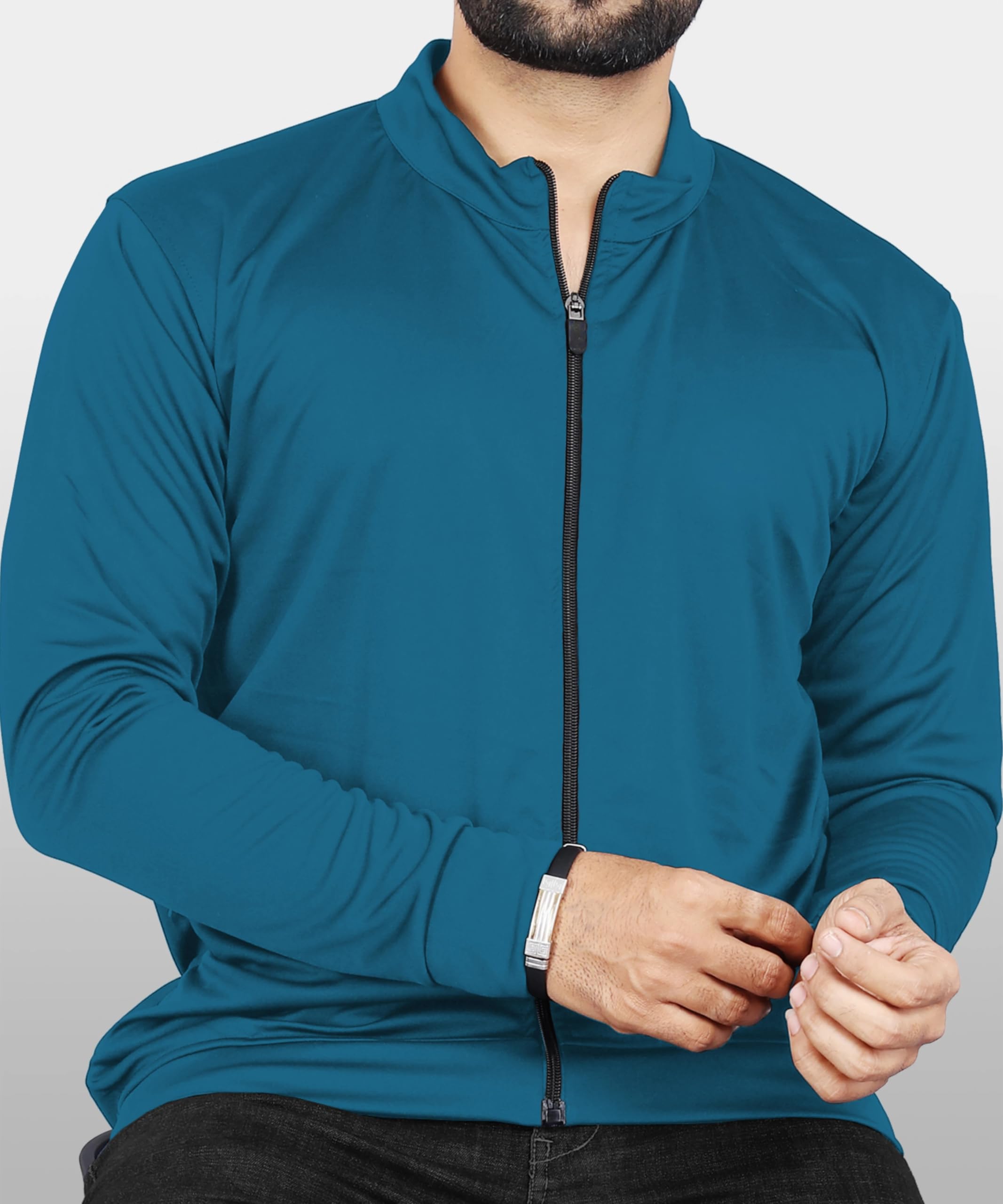Men Stylish Polyester Track Jacket Solid Sports wear jacket Long Sleeves Full Zip with Pocket Gym, Running & Casual Wear
