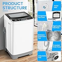 Vista 5 de Nictemaw Portable Washing Machine, 2.4 Cu.ft Portable Washer 17.8Lbs Capacity Full Automatic Washing Machine with 10 Programs 8 Water Levels, Drain