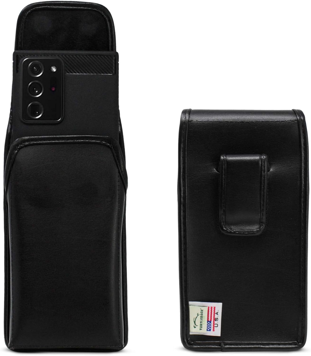 Turtleback Holster Designed for Samsung Galaxy Note 20 Ultra (2019) / Google Pixel 6 Pro Vertical Belt Case Black Leather Pouch with Executive Belt Clip,