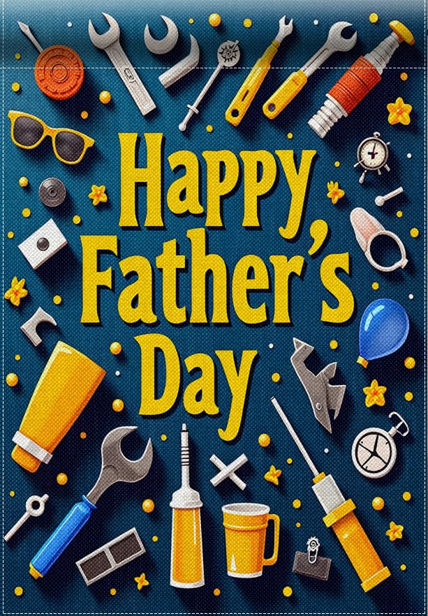 Happy Fathers Day Garden Flag 12 x 18 inch Double Sided Outside Decorations Small Garden Flags For Outdoor Yard Lawn