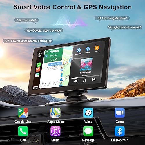 Miniatura 3 de Dogfuel Pantalla portátil Apple Carplay para automóvil, estéreo de coche inalámbrico de 9 pulgadas y pantalla táctil automática Android con cámara