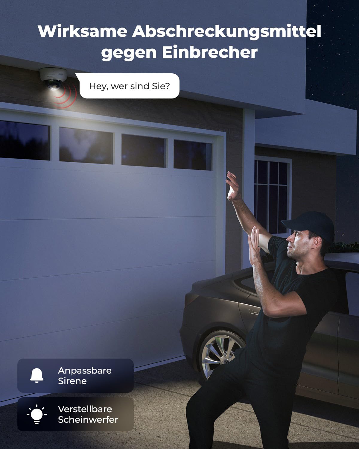 Reolink 4K PoE Überwachungsskamera mit Spotlights, 5X optischem Zoom, IP Kamera aussen mit Farbnachtsicht, 2-Wege-Audio, Person/Fahrzeug/Tiererkennung, IK10 Vandalismusschutz, Zeitraffer, RLC-843A
