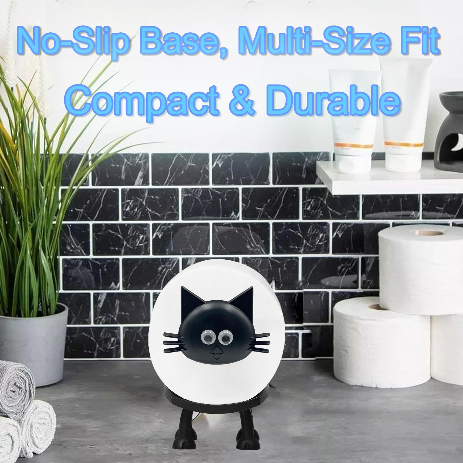 Porte-rouleau de papier toilette réaliste en forme de chat 3D, porte-serviettes amusant en forme d'animal adorable, porte-papier toilette amusant pour les amateurs de chats pour décoration de maison