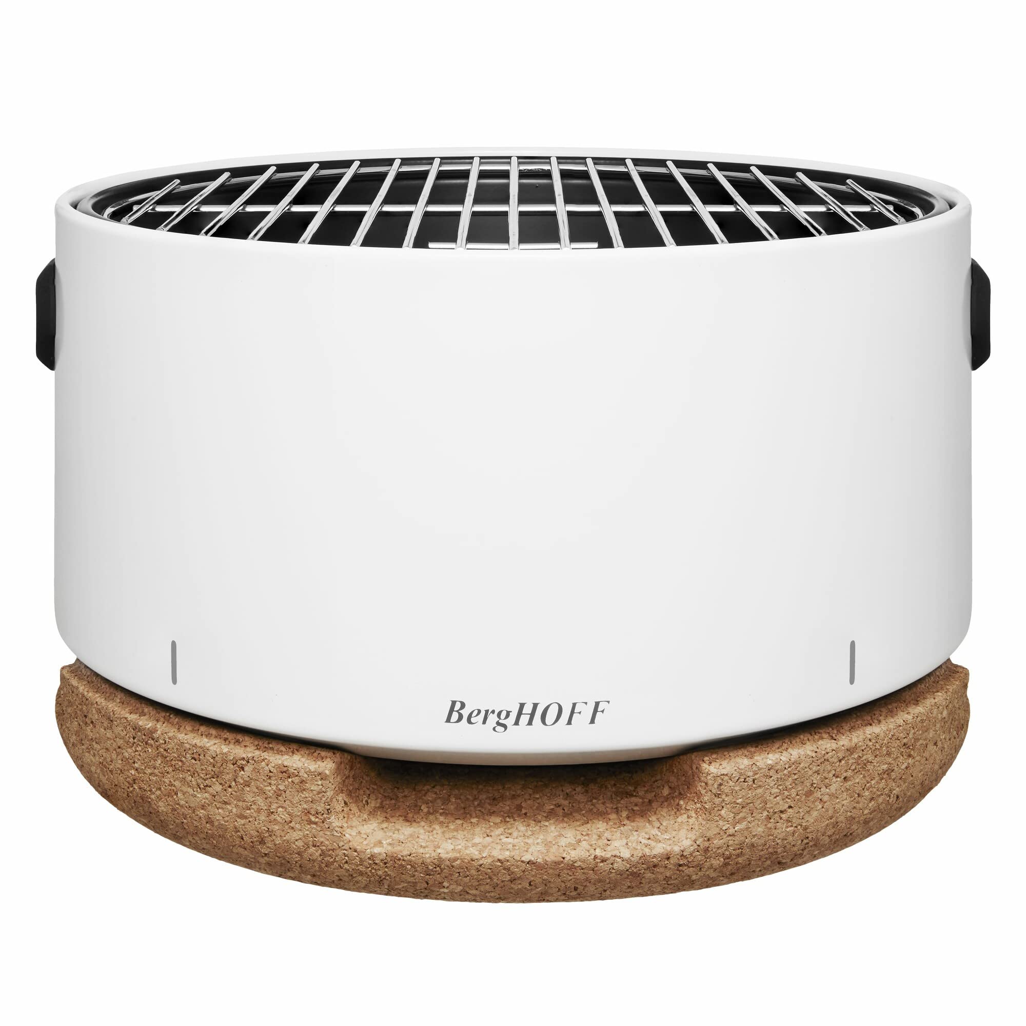 BergHOFF LEO Portable Tabletop BBQ Grill To-go grill with Heat Resistant Base Easy-carry strap & detachable handles, Removable elements, Adjustable airflow, 13.75", White