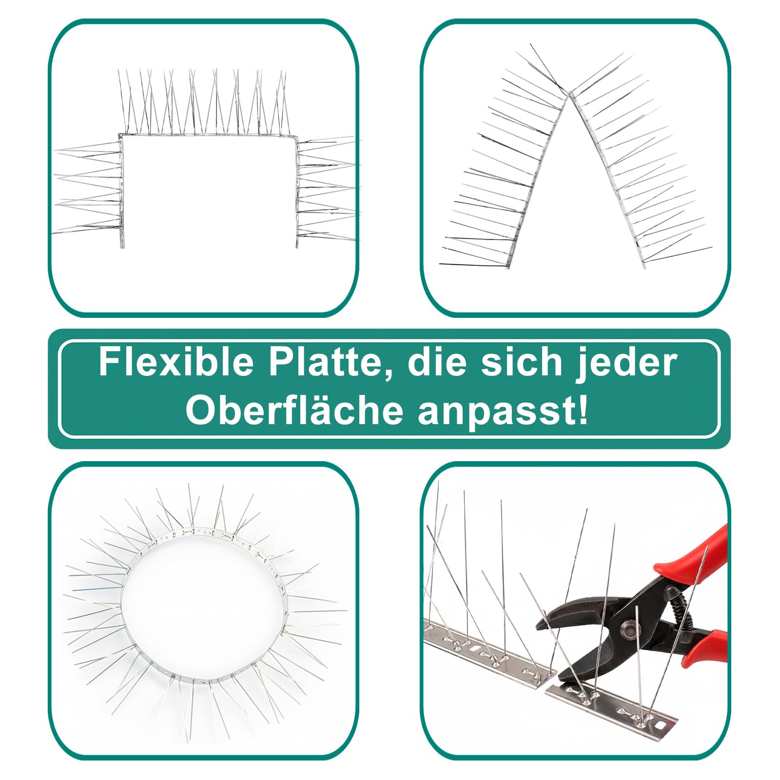 PRIOstahl Taubenabwehr Vogelabwehr 5-reihig 10 Meter (10 x 100cm) vormontierte & einsatzbereite Spikes inkl. Kabelbinder Profi Vogelschreck für Tauben & kleine Vögel wetterbeständig aus Edelstahl V2A