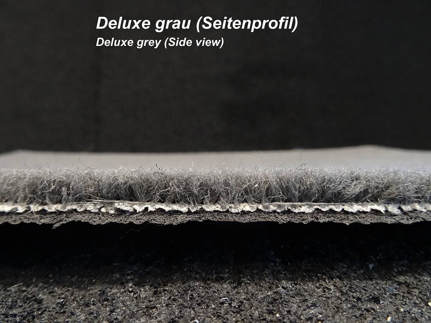 Meterware Autoteppich (Auskleide-Teppich für Fahrzeugboden, Kofferraum, etc) Deluxe grau, Zuschnitt (2m breit / 2,5m lang)