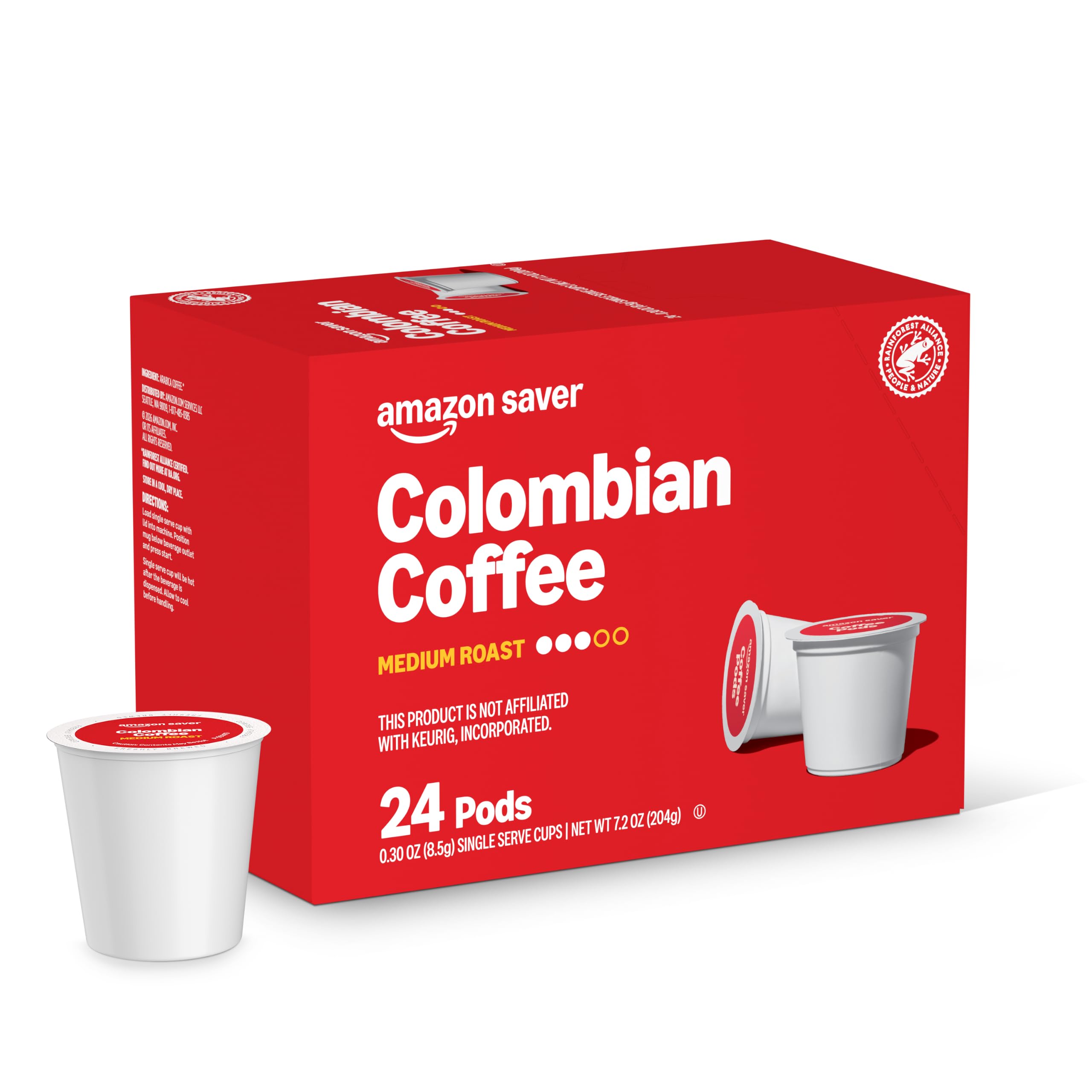 Amazon Brand - Happy Belly Medium Roast Coffee Pods, Colombian, Compatible with Keurig 2.0 K-Cup Brewers, 100 Count