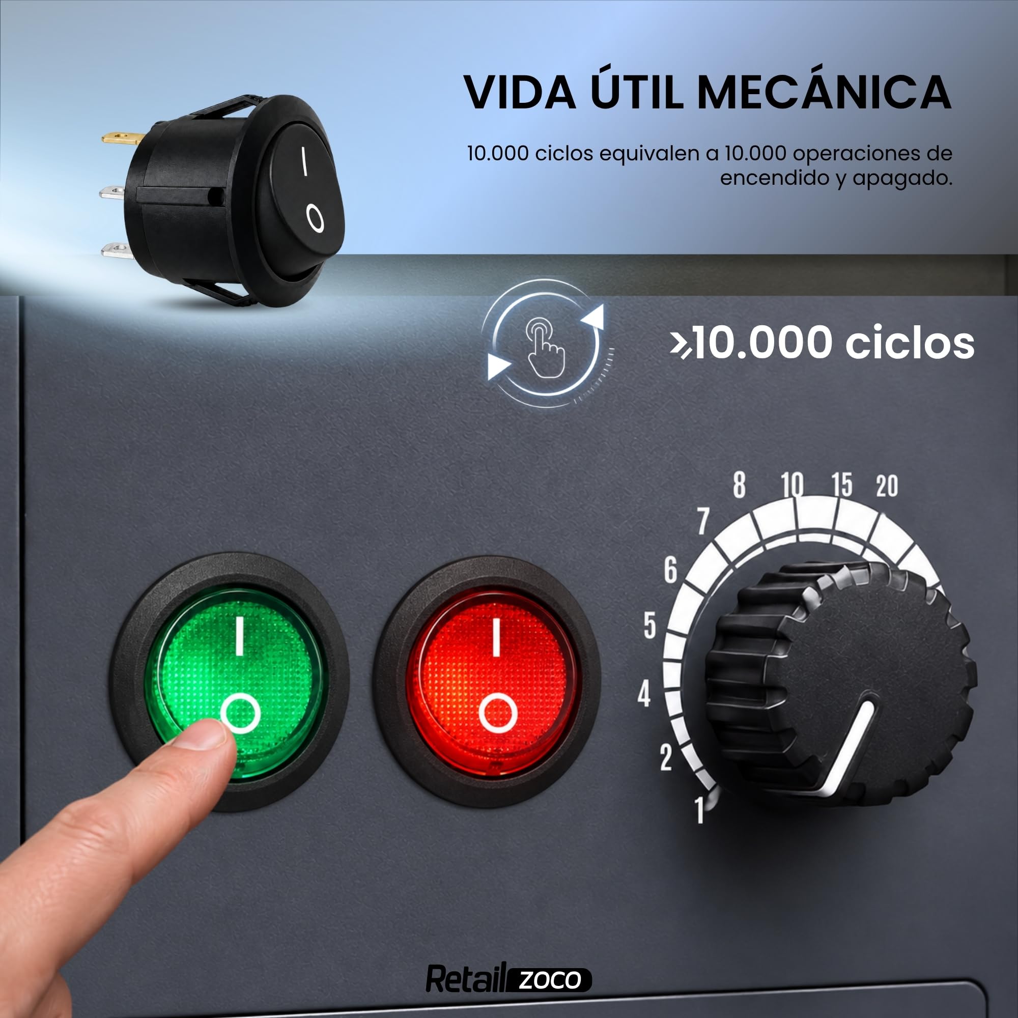 Interruptor Redondo Basculante SPST ON/OFF 3 pin, 1 Unidad - imagen 5