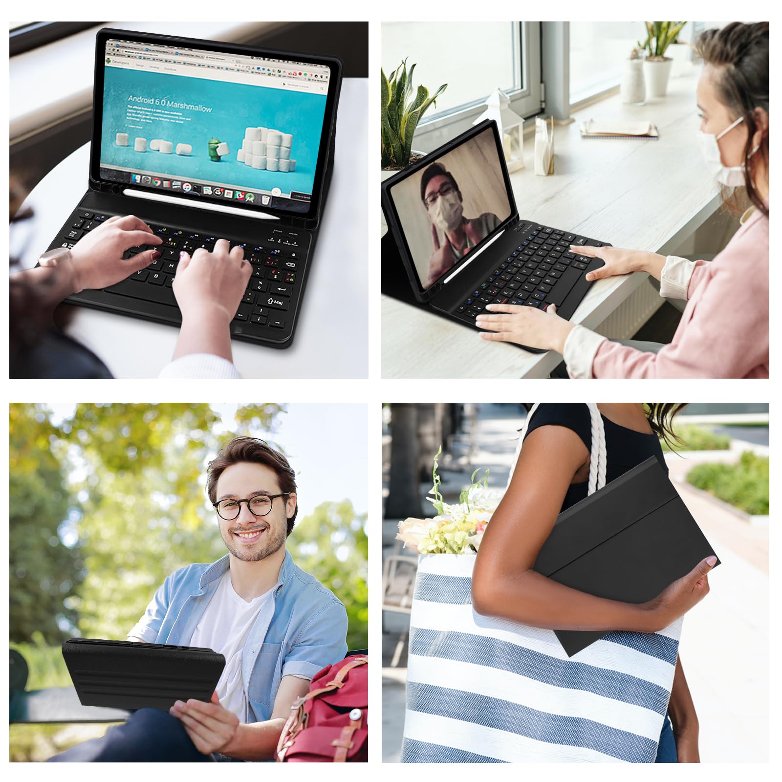 Clavier Tablette Samsung A9 Plus 2023 11 Pouces, Étui avec Clavier pour Samsung Galaxy A9+ (SM-X210/ X215/ X216), Français AZERTY Tablette Connecté par Bluetooth (Stylet Non Inclus)