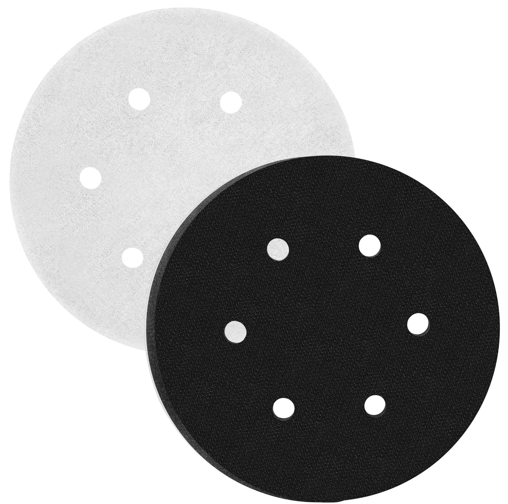 2Pcs 150mm Sanding and Polishing Pads, 6 Holes Soft Sponge Interface Pad with Hook & Loop, Low Noise for Orbital Sander (6 Inch)