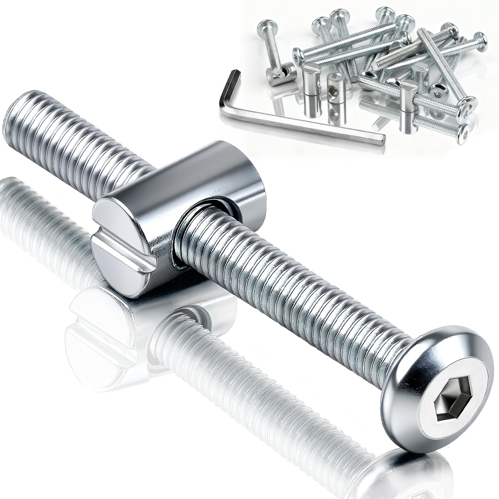 mawmuaw M6x50 mm Bed Bolts 12 Pack Furniture Connector Barrel Nuts