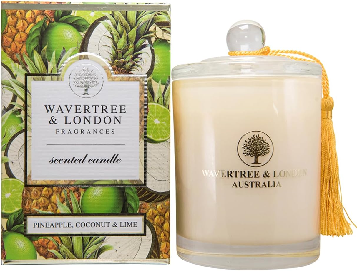 Organic Pineapple Coconut Lime Scent Soy Wax Candle | Non Toxic 100% Cotton Wick Triple Scented Pure Natural Soy Wax Candles, Hand Poured in Australia | 60 Hours Burning, 11.66 Oz