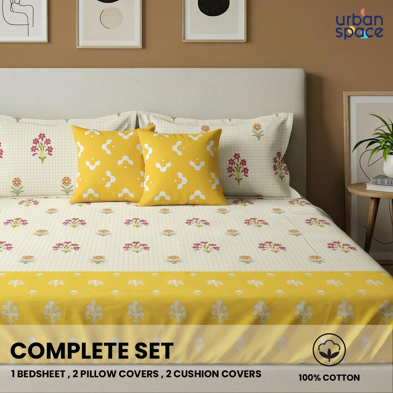 Urban Space Divine Cotton Bedsheet - Queen Size -2 Urban Space Divine Cotton Bedsheet - Queen Size -2