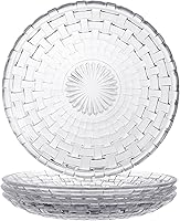 Vista 9 de Sizikato 4 piezas de plato de vidrio con rayas de diamante, plato de postre de 5.7 pulgadas para fruta seca para el hogar y KTV