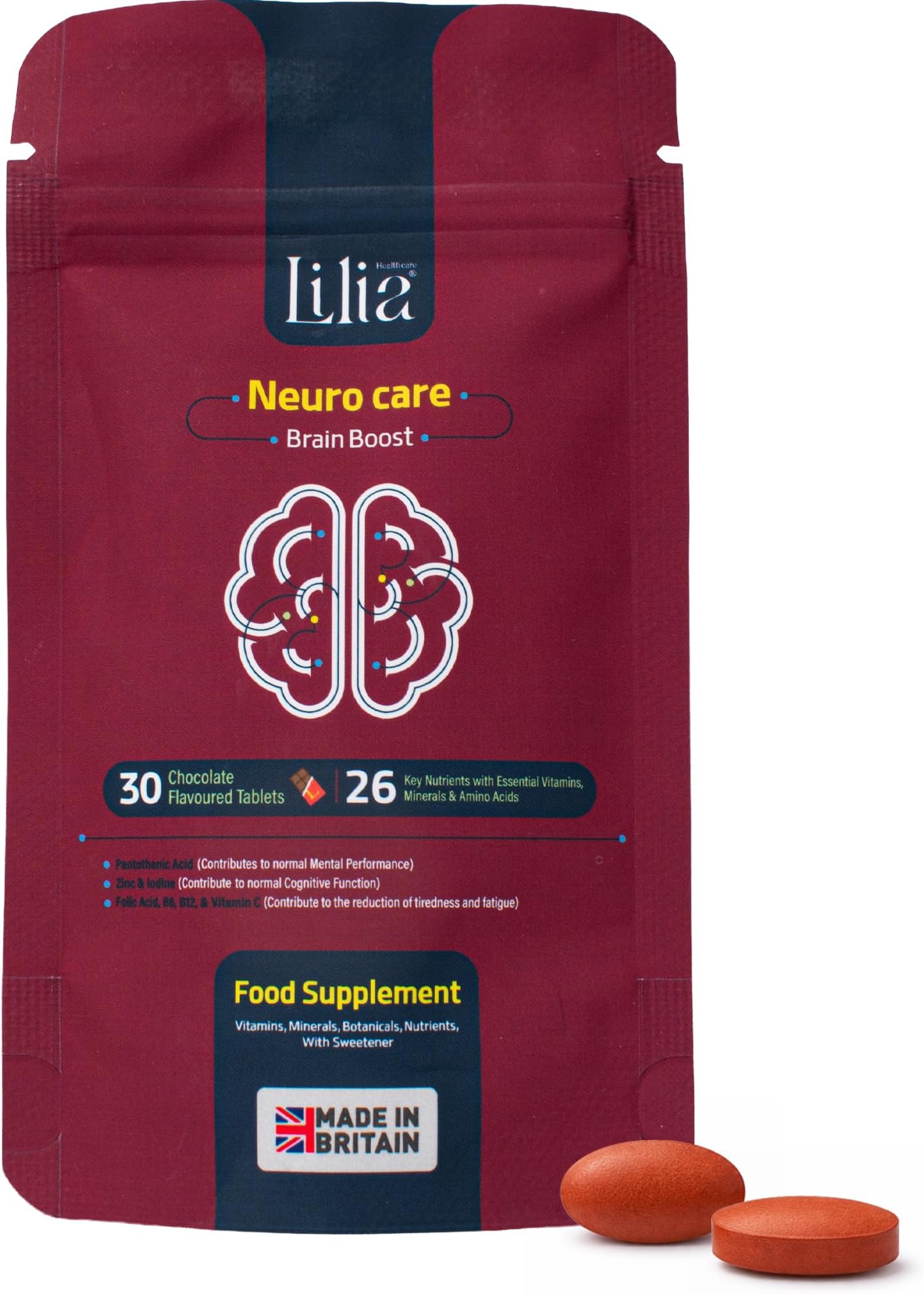โ Lilia Healthcare Neuro Care Nootropic: For Enhanced Brain And Mental Performance, Focus, Energy, Immunity. 25 Nutrients and Vitamins including Lycopene, Zeaxanthin, Korean Ginseng, Lutein, Coq10