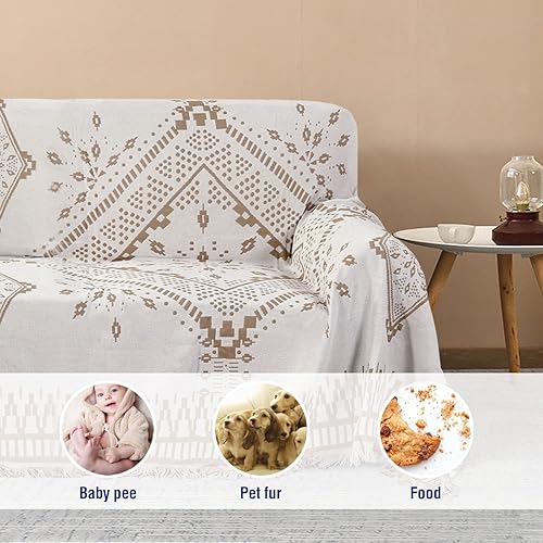 Miniatura 6 de H.VERSAILTEX Funda de sofá reversible para perro, para la mayoría de las formas, protector de muebles con borlas, funda de sofá modular (mediano 71