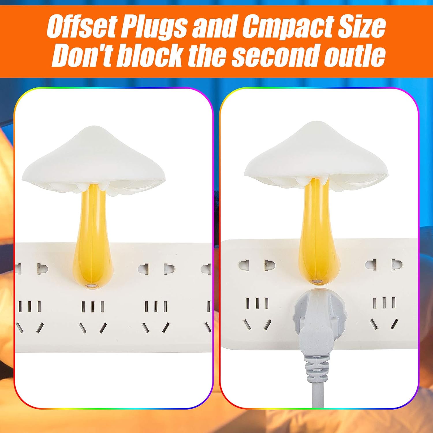 Mudder 6 Pack Mushroom Night Light LED Night Light Plug in Lamp 7 Color Changing Magic Cute Shaped Lamp Wall Decor for Adults Bathroom Home(Water Plants, Lotus Leaves, Mushroom)