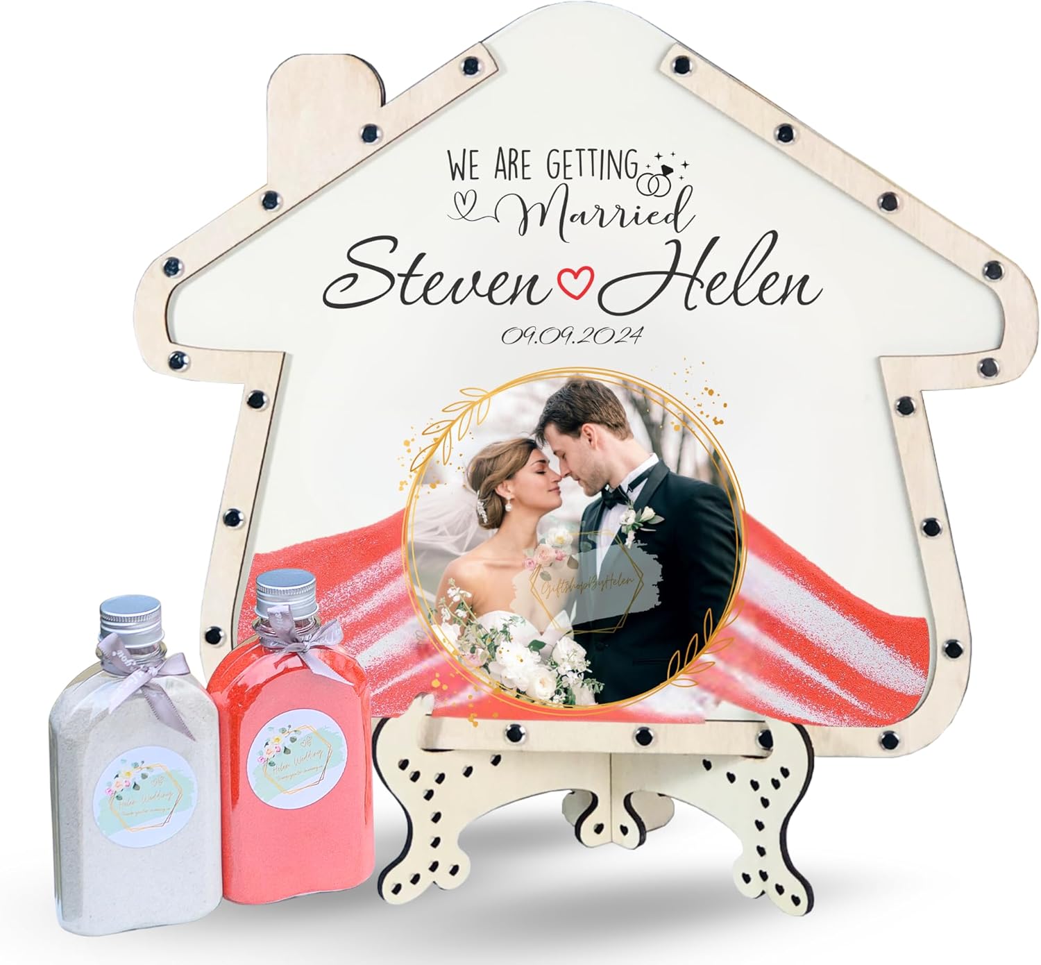 Personalized Sand Ceremony for Wedding, House Shape Decor for Wedding Ceremony Set and Beach Party, Rustic Sand for Celebration (House 2)