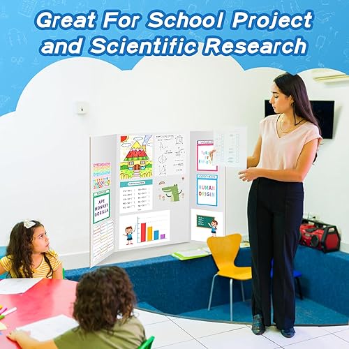 Miniatura 8 de VinTS 12 tableros de póster triples de 36 x 48 pulgadas, color blanco, tablero de póster plegable grande y resistente para proyectos escolares,